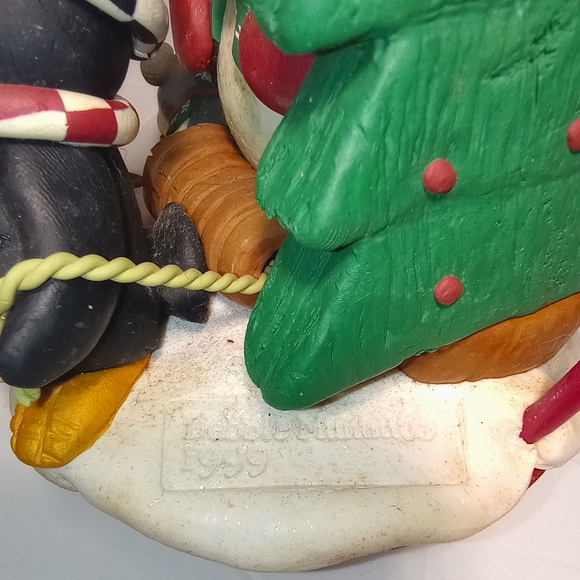 1999 Mervyn's Snowman Penguin Dog Collectible Resin Candle Holder - Picture 6 of 8